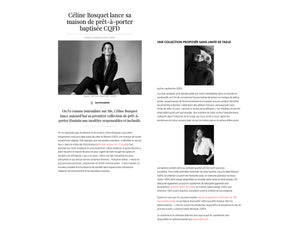 Article presse CQFD par magazine Elle. Luxe responsable et inclusif made in France et Italie. Céline Bosquet fondatrice CQFD.